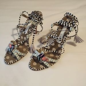 CHRISTIAN LACROIX Rare Multi Color Pattern Heels Size 8-1/2 Women's